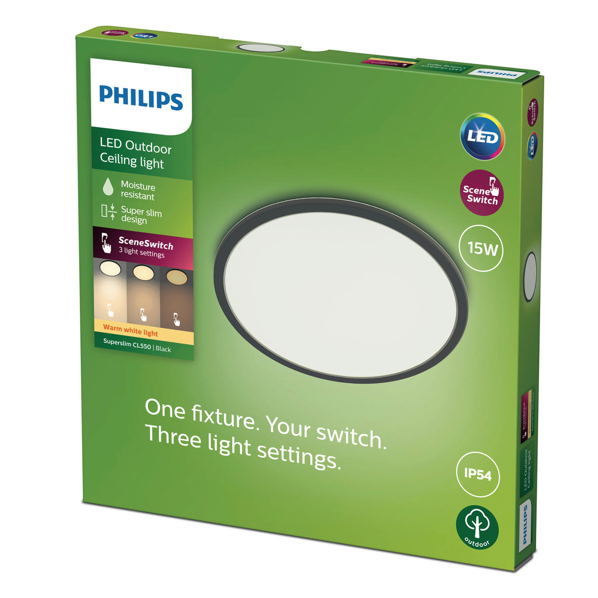 LED-DECKENLEUCHTE Superslim CL550 25/25/2,3 cm   - Schwarz, Basics, Metall (25/25/2,3cm) - Philips