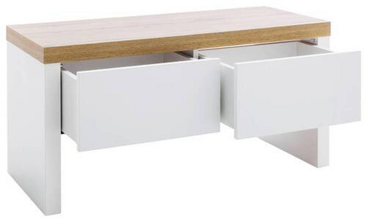 GARDEROBENBANK 91/45/38 cm  - Weiss/Eichefarben, Natur, Holzwerkstoff (91/45/38cm)