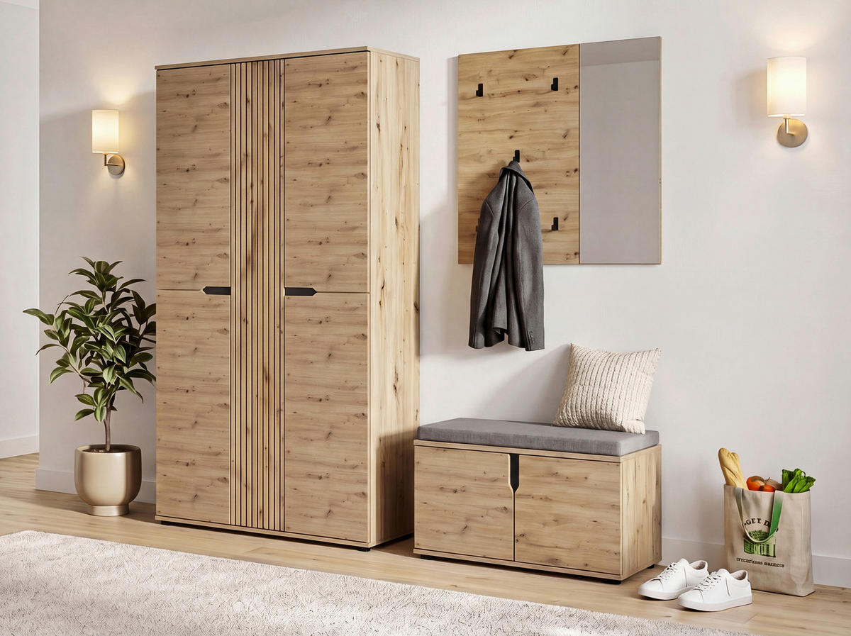 GARDEROBE 3-teilig  in 199/191/37 cm  - Eiche Artisan, Design, Holzwerkstoff (199/191/37cm) - MID.YOU