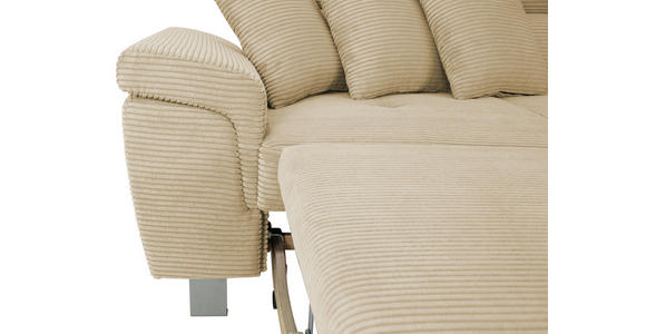 ECKSOFA inkl. Funktionen Creme Cord - Silberfarben/Creme, Design, Textil/Metall (257/226cm) - Xora