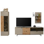 WOHNWAND  300/196,8/49 cm  in Eichefarben, Fango  - Fango/Eichefarben, Design, Glas/Holz (300/196,8/49cm) - Dieter Knoll