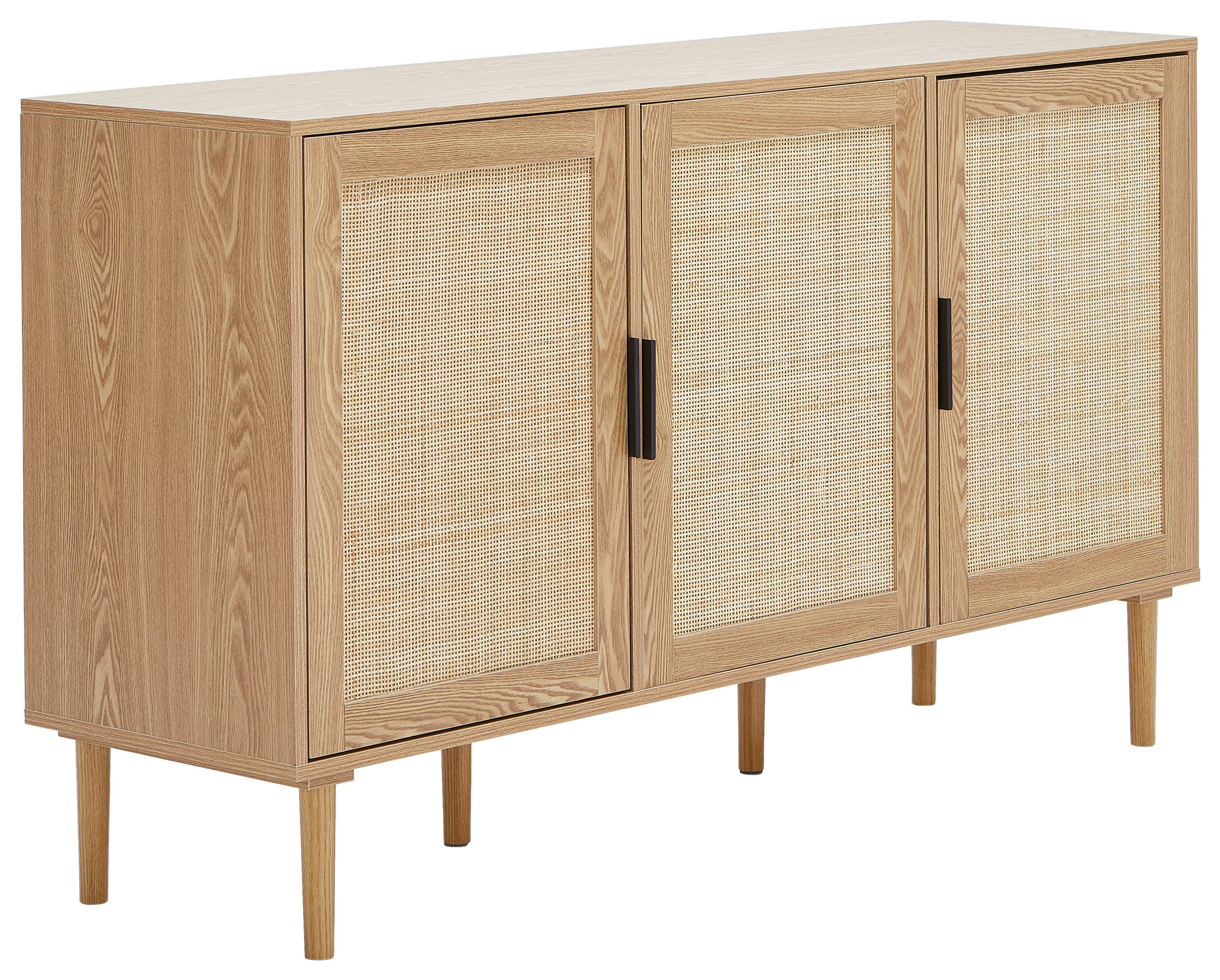 MID.YOU ŠIROKÁ KOMODA, borovica, ratan, prírodná farba, 140/80/39 cm