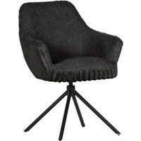 ARMLEHNSTUHL  in Eisen Plüsch, Teddystoff  - Dunkelgrau/Schwarz, LIFESTYLE, Textil/Metall (65/68/90cm) - home24