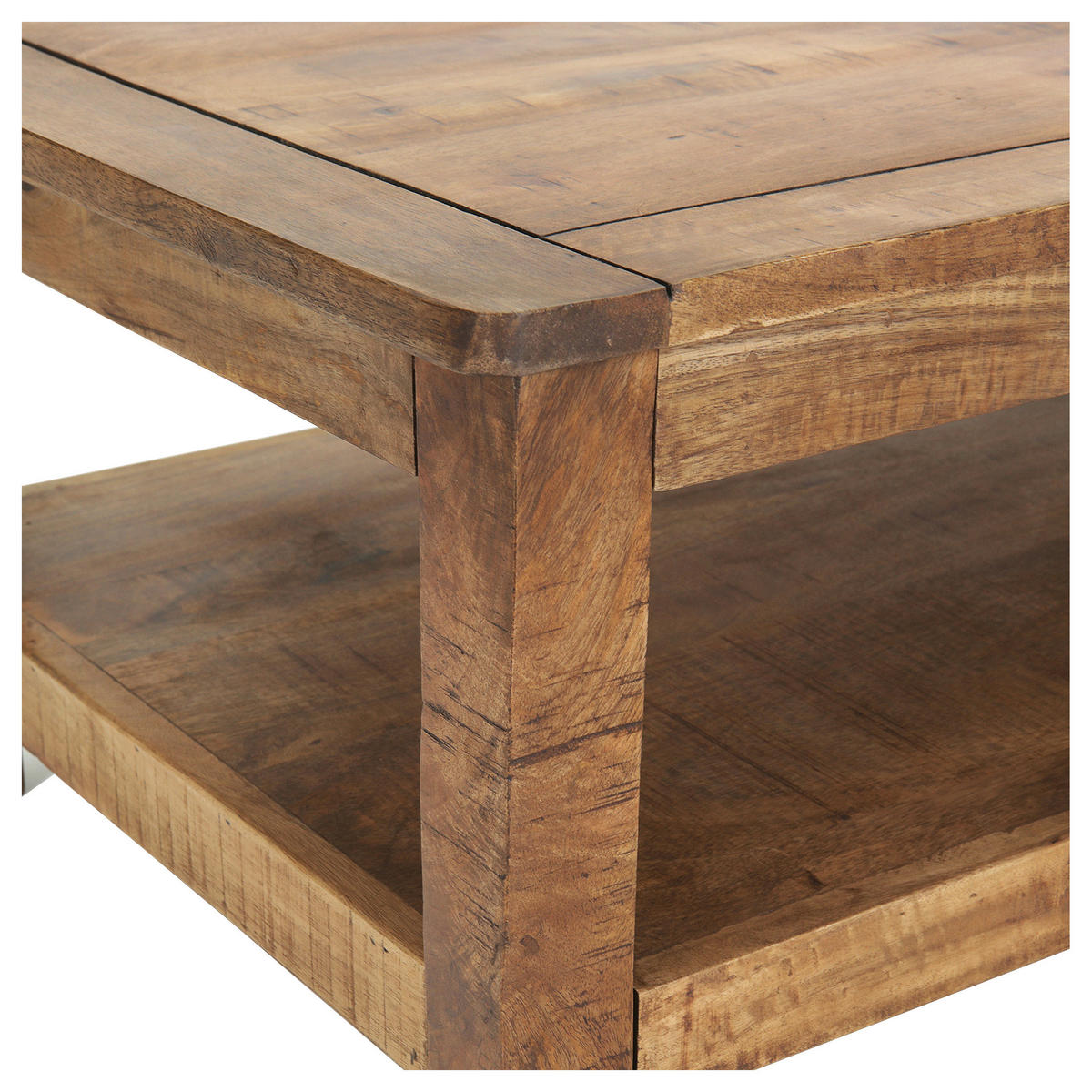 COUCHTISCH Mangoholz massiv 115/70/45 cm rechteckig Naturfarben, Schwarz  - Schwarz/Naturfarben, KONVENTIONELL, Holz/Metall (115/70/45cm) - Landscape