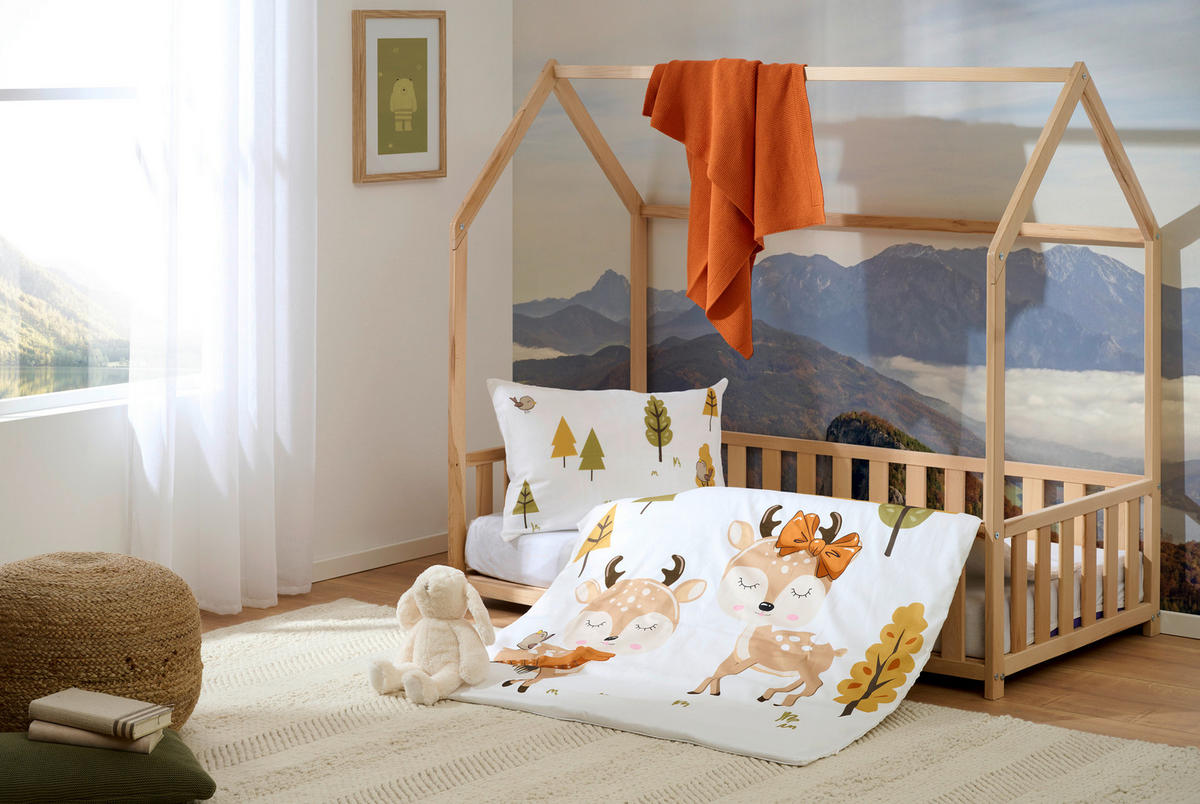 HAUSBETT Buchefarben  - Birkefarben/Buchefarben, Basics, Holz (145/75/135cm) - Jimmylee
