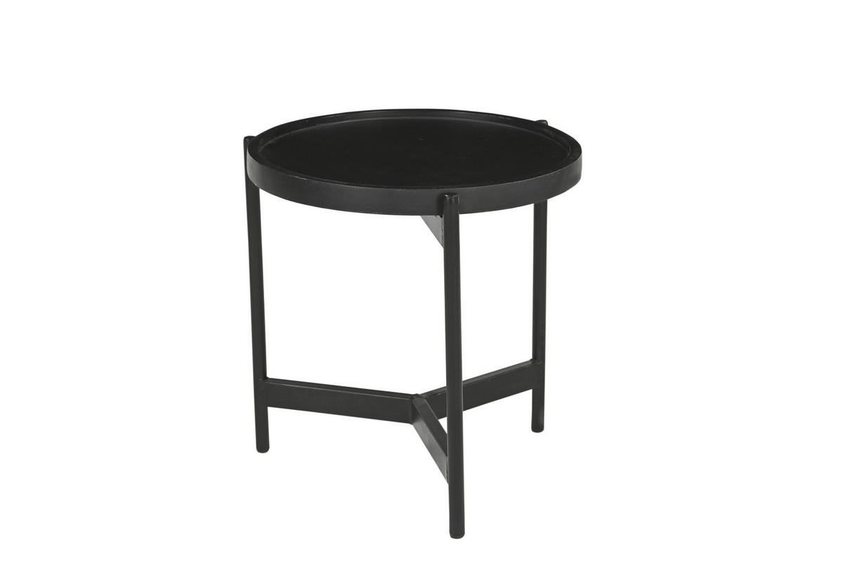 BEISTELLTISCHSET Mangoholz massiv rund Schwarz  - Schwarz, Design, Holz/Metall (45-35/45-35/45-35cm) - MID.YOU