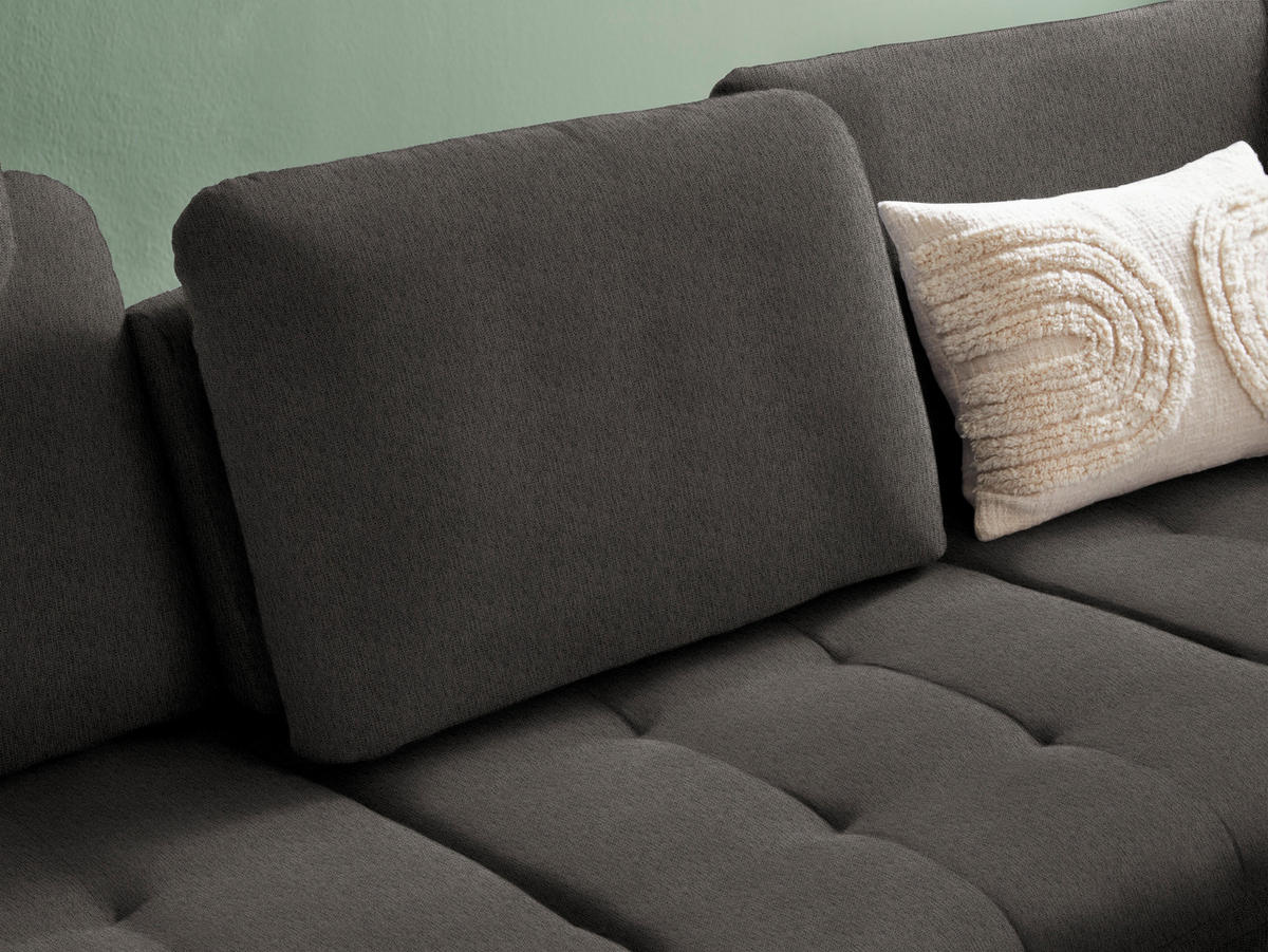 ECKSOFA Graubraun Chenille  - Graubraun/Schwarz, Natur, Textil/Metall (288/233cm) - Valnatura