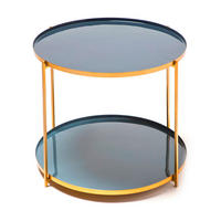 BEISTELLTISCH in Metall 50/50/40 cm  - Goldfarben/Dunkelblau, Basics, Metall (50/50/40cm) - Kayoom