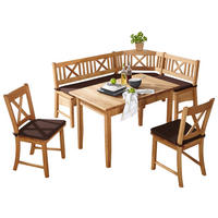 ENSEMBLE DE BANC D'ANGLE bois, textile marron foncé, chêne sauvage  - marron foncé/chêne sauvage, Romantik / Landhaus, textile/bois (179/137cm) - Venda