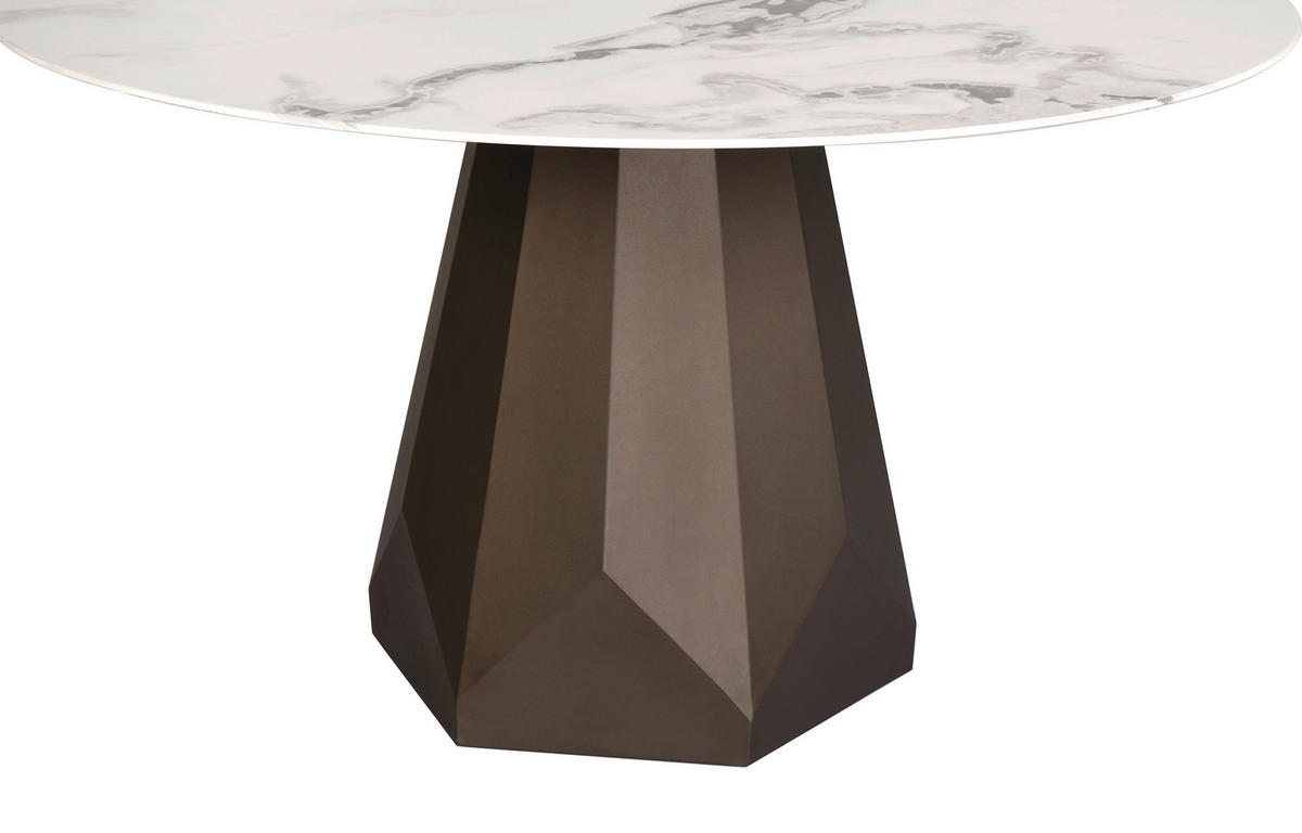 JEDILNA MIZA, bela, barve brona  - bela/barve brona, Design, kovina/keramika (135/135/76cm) - Belluti