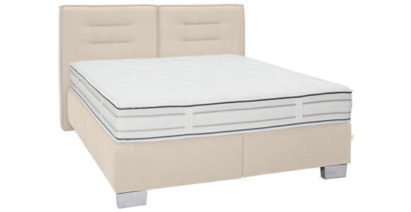 BOXSPRINGBETT 180/200 cm in Beige - Chromfarben/Beige, KONVENTIONELL, Textil (180/200cm) - Dieter Knoll