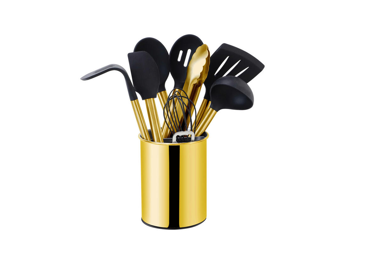 KÜCHENHELFERSET  - Goldfarben/Schwarz, Basics, Kunststoff/Metall (13cm) - Echtwerk
