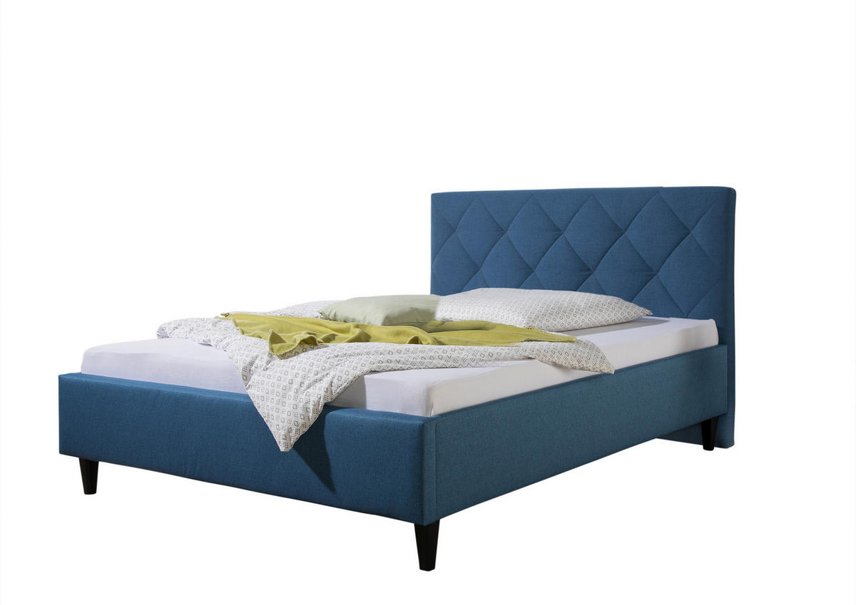 POLSTERBETT 140/200 cm,  in Blau,  - Blau/Schwarz, MODERN, Holz/Textil (140/200cm) - Livetastic