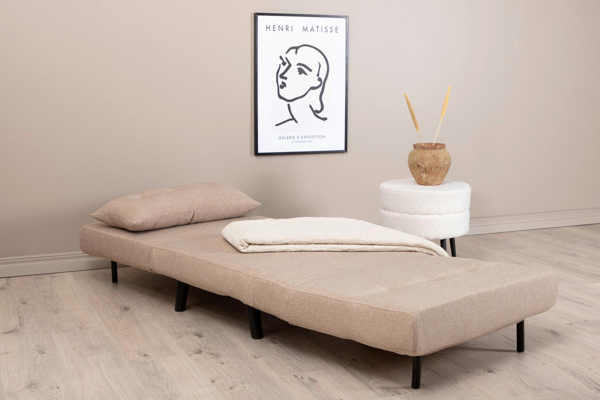 BÄDDFÅTÖLJ i textilväv svart, beige  - beige/svart, Design, metall/textil (70/88/80cm) - Livetastic