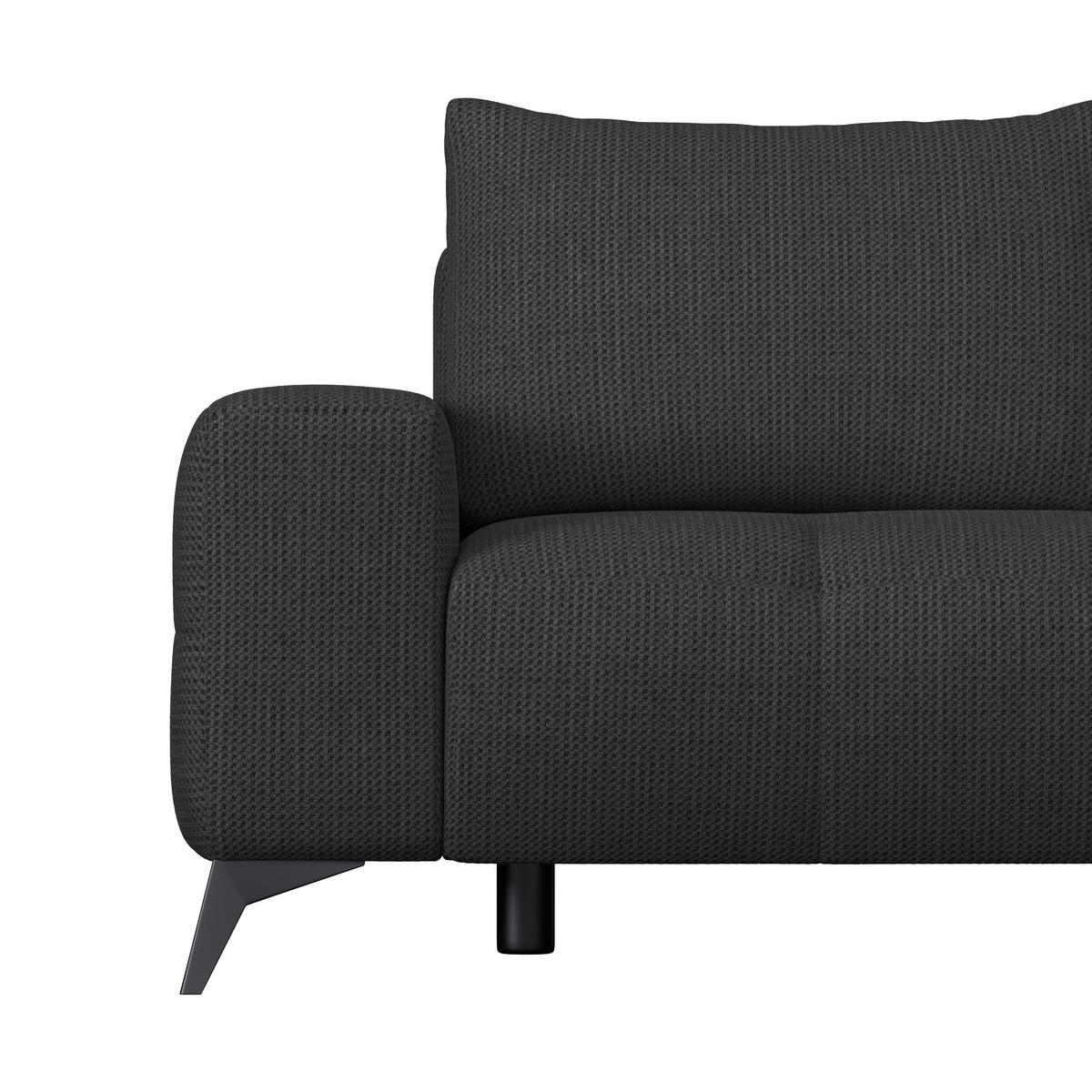 ECKSOFA MAURO Schwarz Flachgewebe  - Schwarz, Trend, Textil/Metall (290/175cm) - MID.YOU