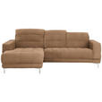 ECKSOFA in Webstoff Braun  - Chromfarben/Braun, Design, Textil/Metall (187/260cm) - Xora