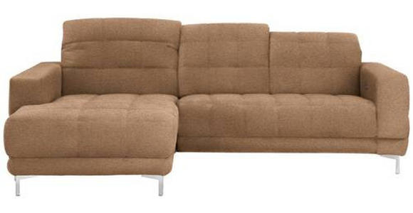 ECKSOFA in Webstoff Braun  - Chromfarben/Braun, Design, Textil/Metall (187/260cm) - Xora