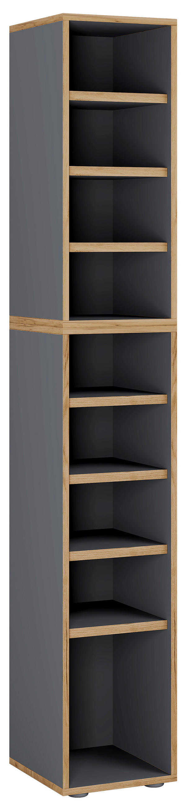 SCHUHREGAL 30/183/33 cm  - Honigeiche/Anthrazit, Design, Holzwerkstoff/Kunststoff (30/183/33cm) - MID.YOU