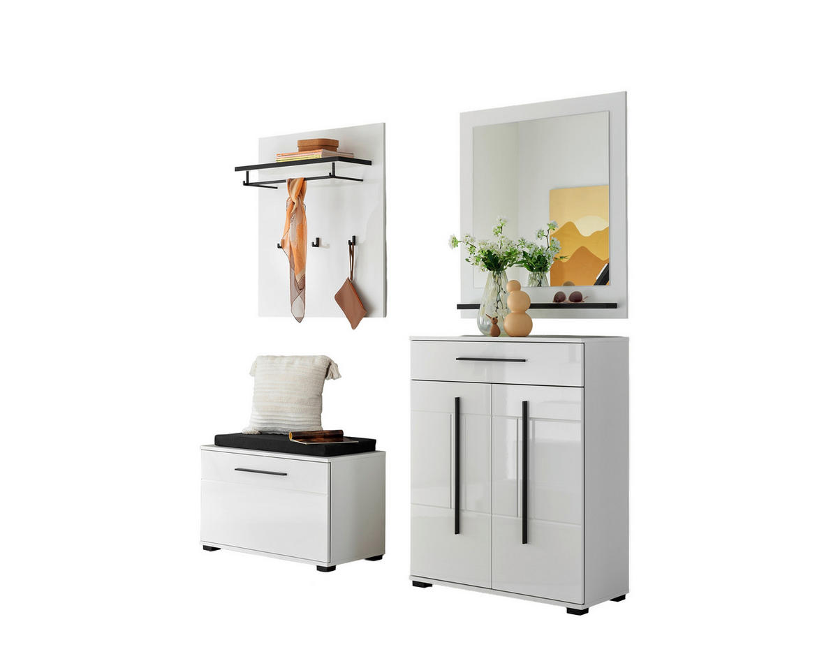 GARDEROBE 5-teilig  in 170/200/39 cm  - Weiß Hochglanz/Weiß, MODERN, Holzwerkstoff (170/200/39cm) - MID.YOU