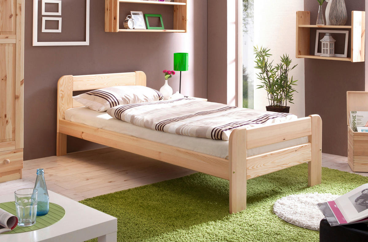 BETT 90/200 cm  in Kieferfarben  - Kieferfarben, Natur, Holz (90/200cm) - MID.YOU