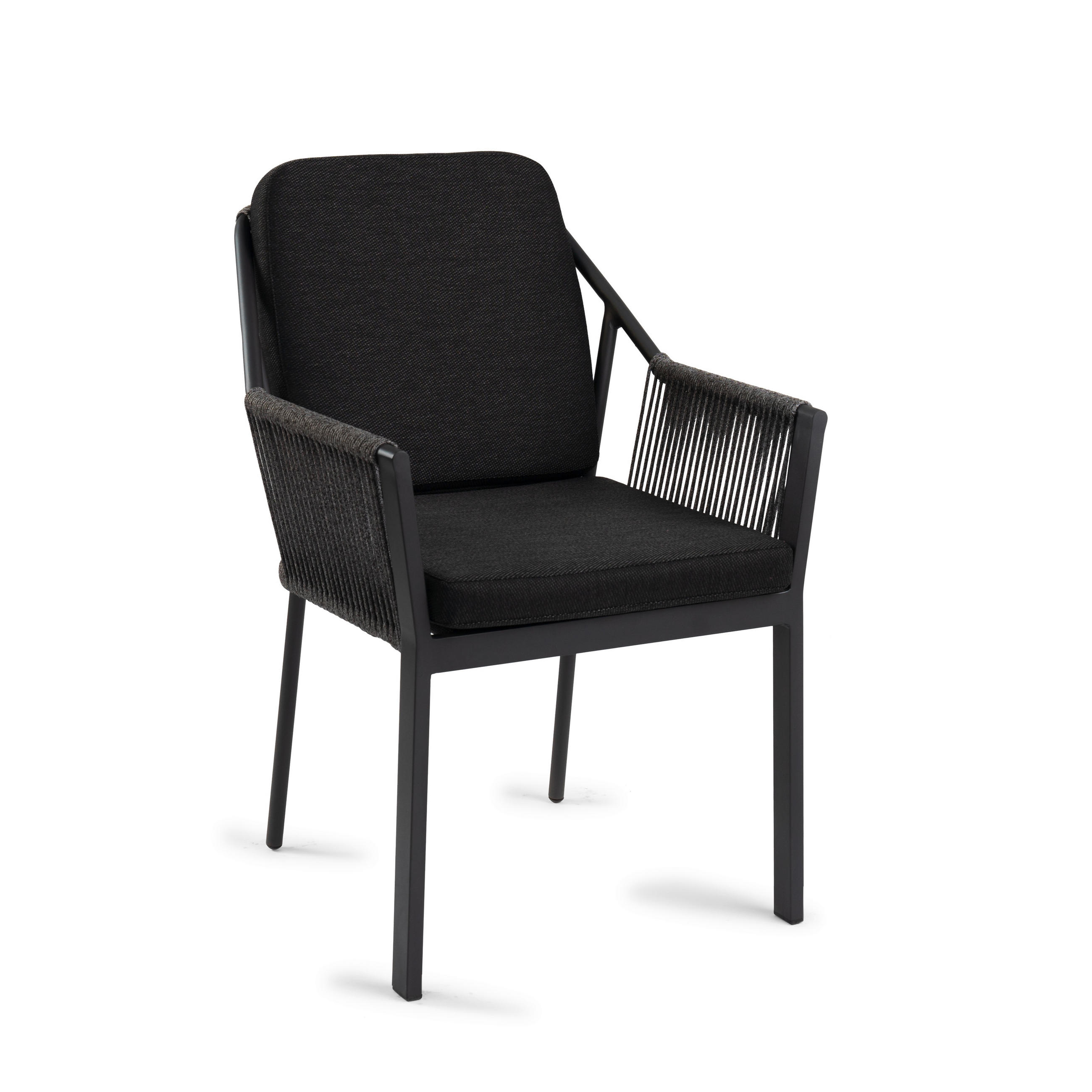 STAPELSTUHL in Metall, Textil Schwarz  - Schwarz, Modern, Textil/Metall (58/81/61cm) - Tierra Outdoor