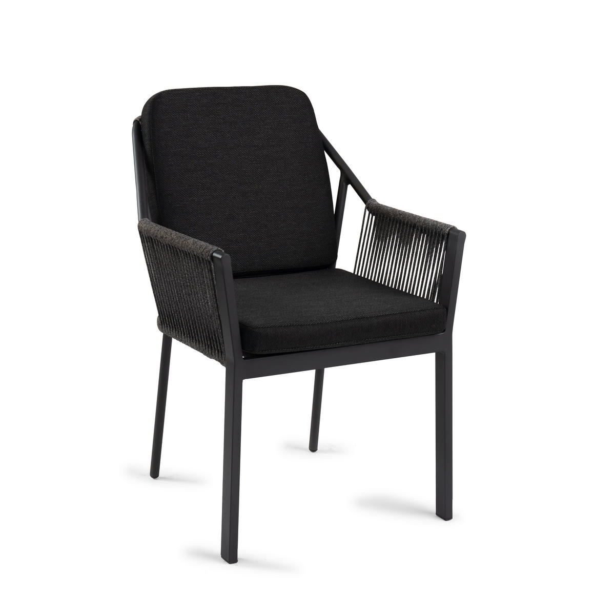 STAPELSTUHL in Metall, Textil Schwarz  - Schwarz, Modern, Textil/Metall (58/81/61cm) - Tierra Outdoor