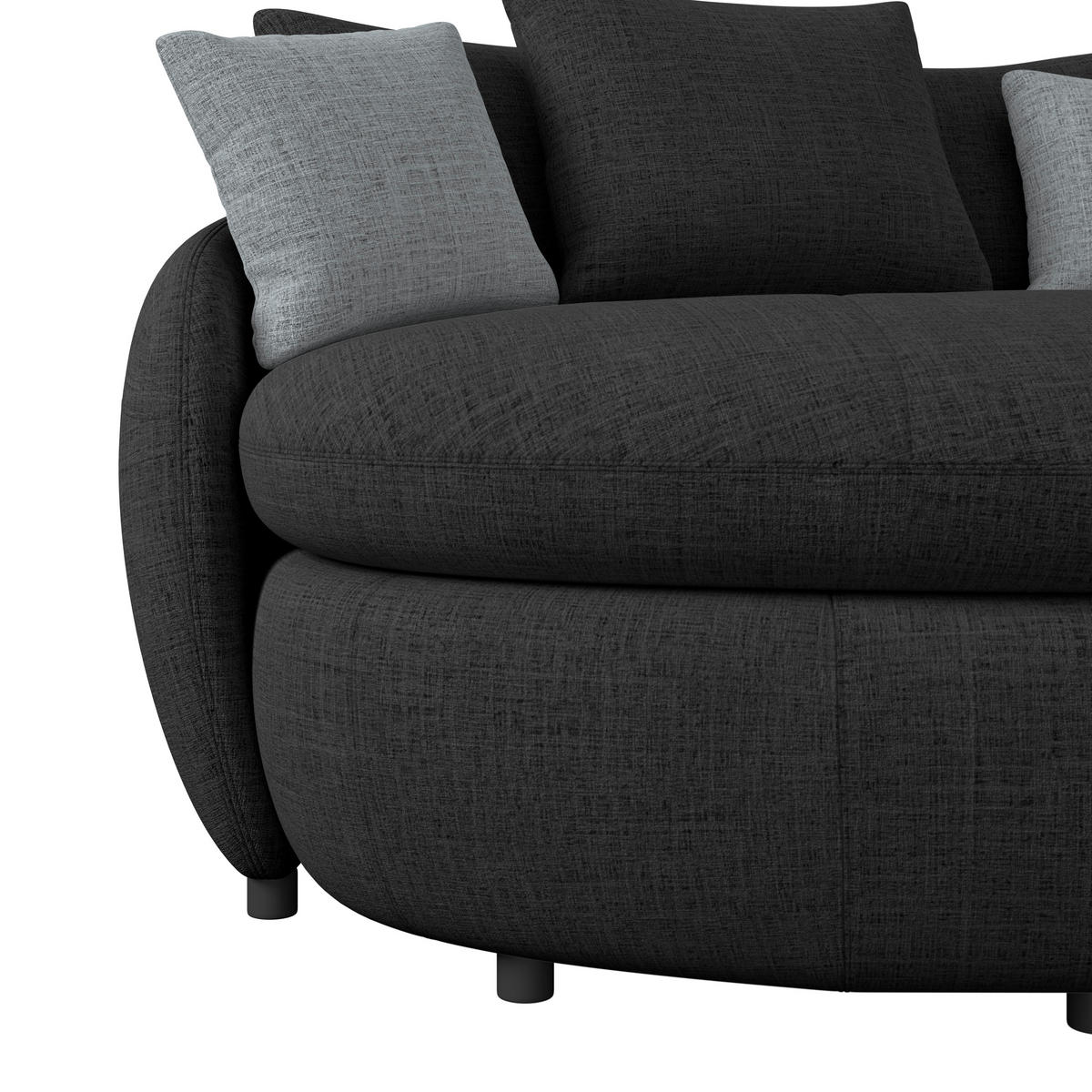 MEGASOFA Chenille Schwarz  - Schwarz, Trend, Kunststoff/Textil (238/80/140cm) - MID.YOU
