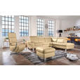 ECKSOFA in Echtleder Beige  - Beige/Alufarben, Design, Leder/Metall (271/242cm) - Cantus