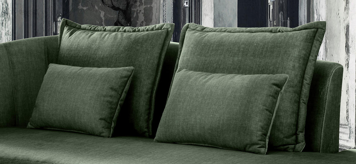 OTTOMANE in Velours Dunkelgrün  - Dunkelgrün/Schwarz, Modern, Textil/Metall (211/85/101cm) - Livetastic