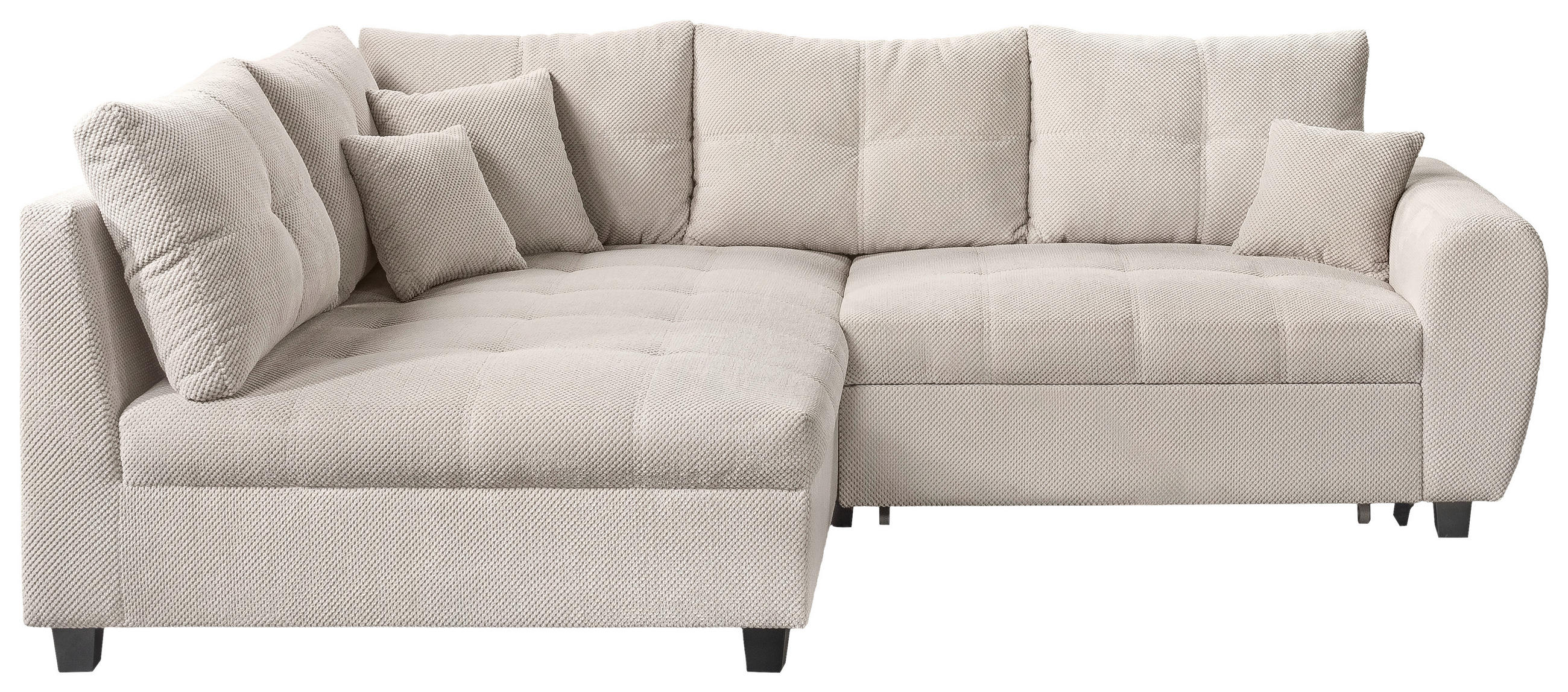 ECKSOFA Creme Plüsch  - Creme/Schwarz, KONVENTIONELL, Kunststoff/Textil (175/249cm) - Carryhome