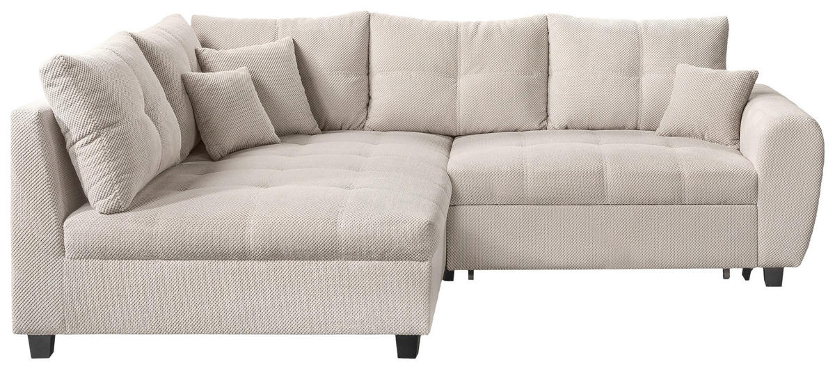 ECKSOFA Creme Plüsch  - Creme/Schwarz, KONVENTIONELL, Kunststoff/Textil (175/249cm) - Carryhome