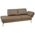 RÉCAMIERE in Echtleder Hellbraun  - Chromfarben/Hellbraun, Design, Leder/Metall (209/85-109/95-16cm) - Dieter Knoll