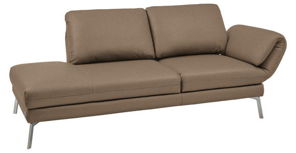 RÉCAMIERE in Echtleder Hellbraun - Chromfarben/Hellbraun, Design, Leder/Metall (209/85-109/95-16cm) - Dieter Knoll