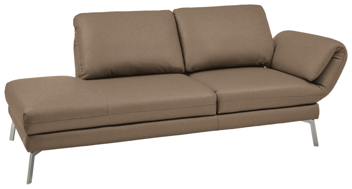 RÉCAMIERE in Echtleder Hellbraun  - Chromfarben/Hellbraun, Design, Leder/Metall (209/85-109/95-16cm) - Dieter Knoll