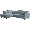 ECKSOFA  in Webstoff Hellblau  216/302 cm  - Schwarz/Hellblau, Design, Holz/Textil (216/302cm) - Xora