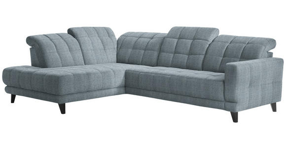 ECKSOFA  in Webstoff Hellblau  216/302 cm  - Schwarz/Hellblau, Design, Holz/Textil (216/302cm) - Xora