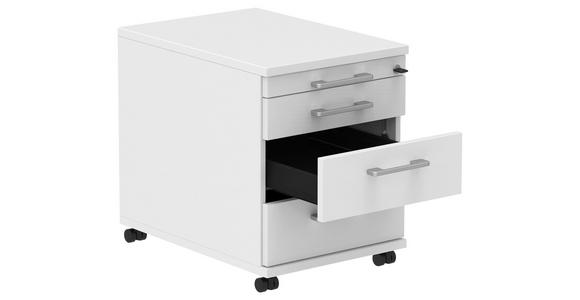 ROLLCONTAINER Weiß, Alufarben - Alufarben/Weiß, KONVENTIONELL, Holzwerkstoff/Metall (42,7/54,4/60cm) - Moderano