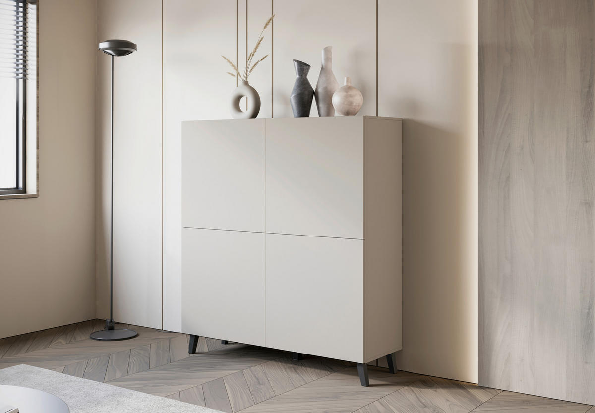 HIGHBOARD  in 120/128/39 cm  - Kaschmir/Beige, Design, Holzwerkstoff/Kunststoff (120/128/39cm) - Livetastic