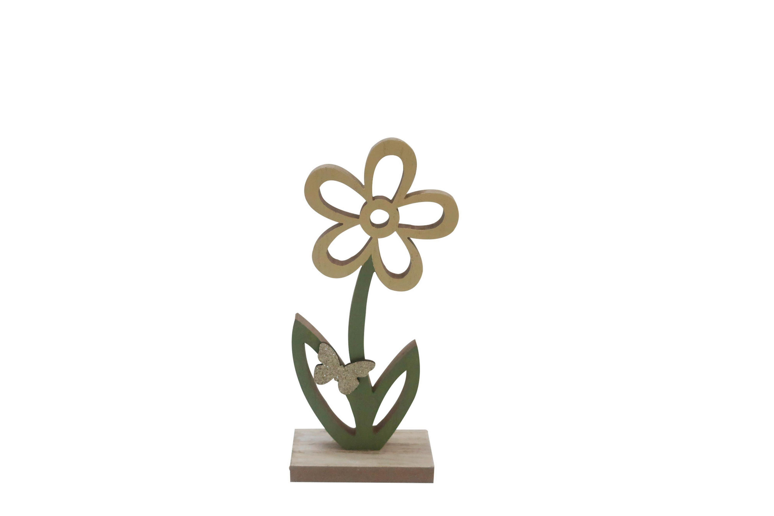 Floare Decorativă - galben/verde, Lifestyle, lemn (9/21,5/4cm)