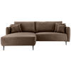 ECKSOFA Braun Lederlook  - Schwarz/Braun, Design, Textil/Metall (178/264-302cm) - Livetastic