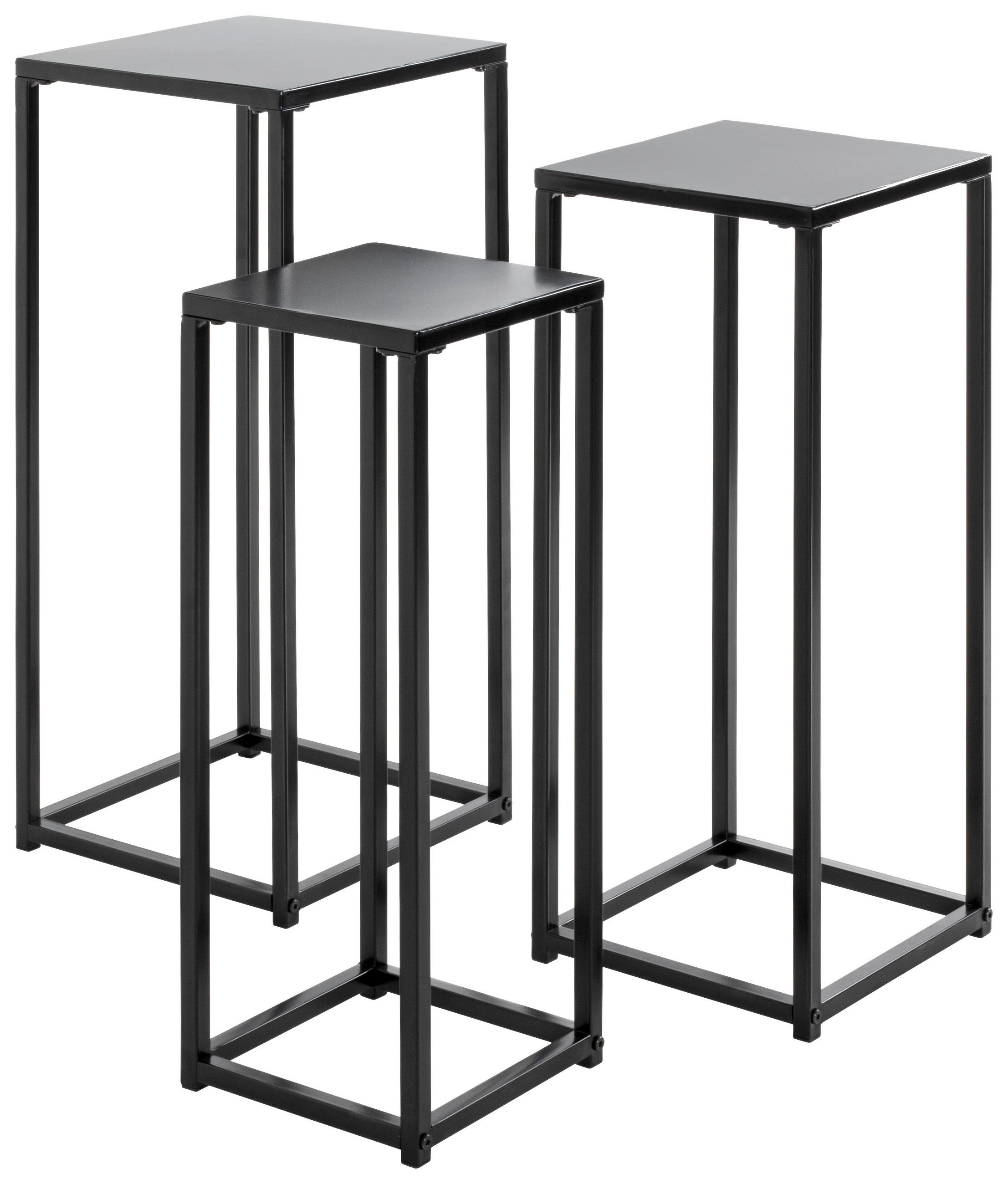 BLUMENTISCHSET Metall  - Schwarz, MODERN, Metall