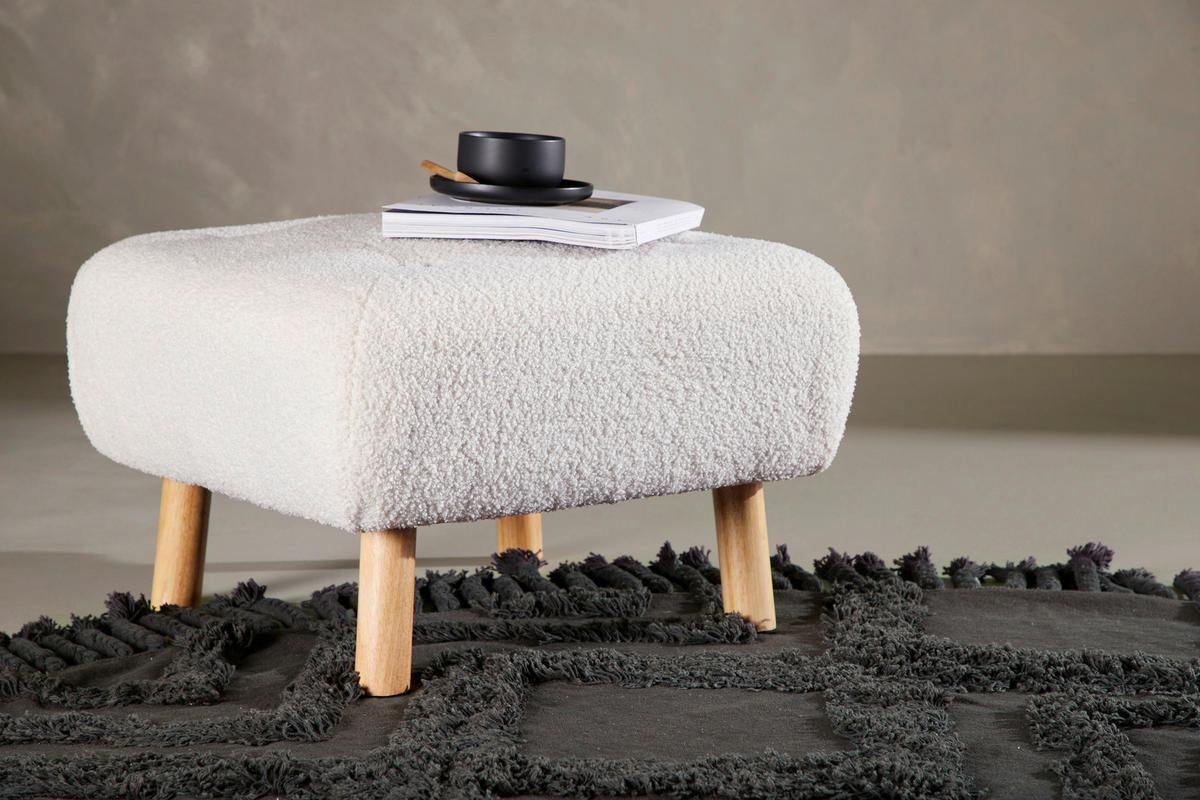 HOCKER in Holz, Textil Weiß  - Weiß, Design, Holz/Kunststoff (60/28/60cm) - Livetastic