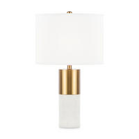 TISCHLEUCHTE Table & Floor 39/65 cm   - Messingfarben/Weiß, Trend, Textil/Metall (39/65cm) - MAYTONI