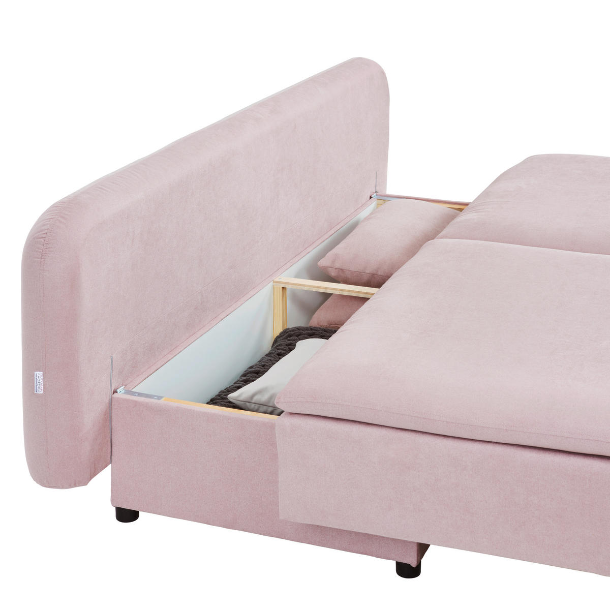 SCHLAFSOFA in Flachgewebe Rosa  - Schwarz/Rosa, Design, Textil/Metall (203/75/100cm) - MID.YOU
