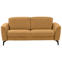 2,5-SITZER in Echtleder Currygelb  - Currygelb/Schwarz, Natur, Leder/Metall (194/81/110cm) - Valdera