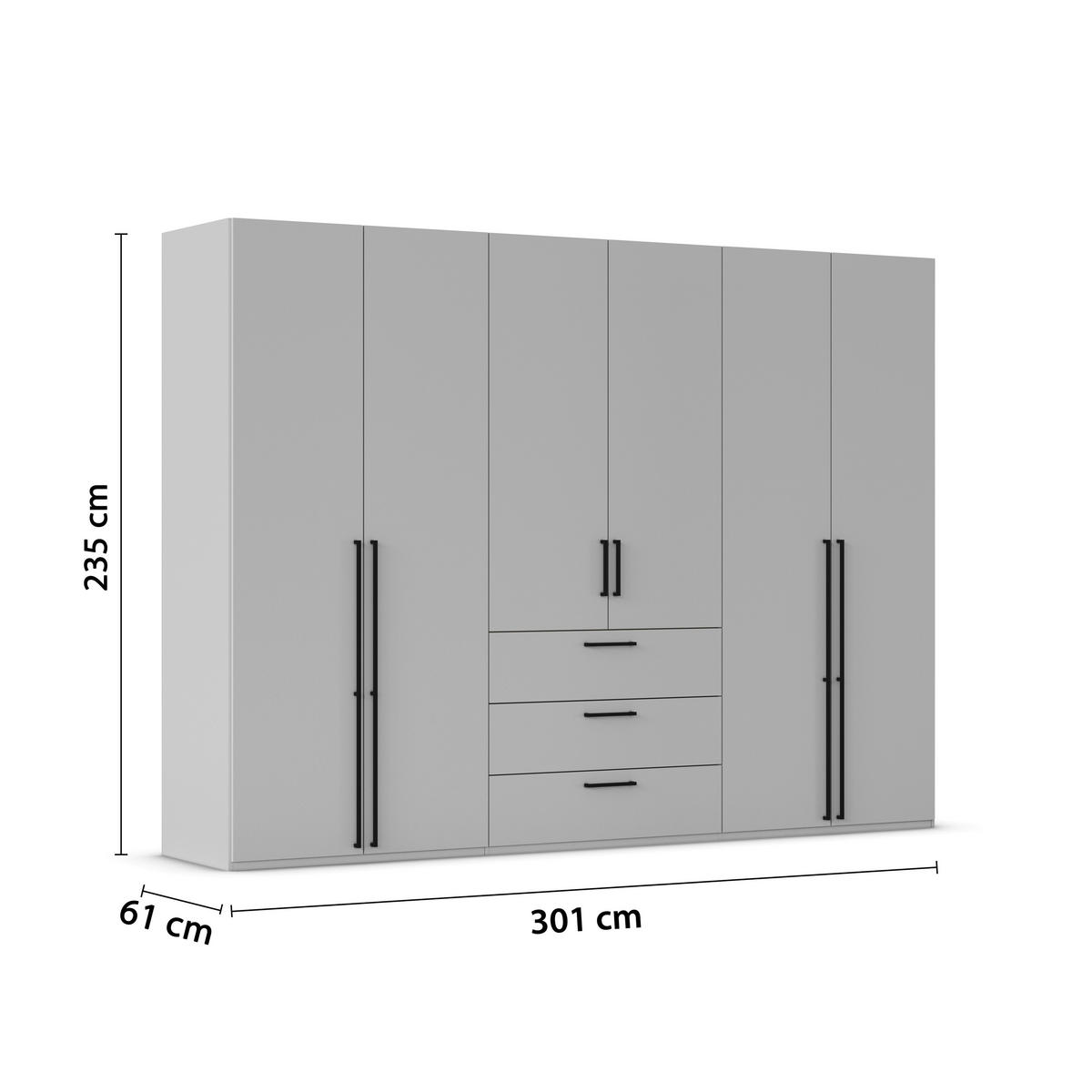 DREHTÜRENSCHRANK 301/235/61 cm,  in Graphitfarben, 6-türig  - Schwarz/Graphitfarben, Basics, Holzwerkstoff/Metall (301/235/61cm) - Novel