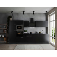 KÜCHENBLOCK 340 cm   in Grau, Schwarz  - Silberfarben/Schwarz, Design, Holzwerkstoff/Metall (340cm) - Respekta