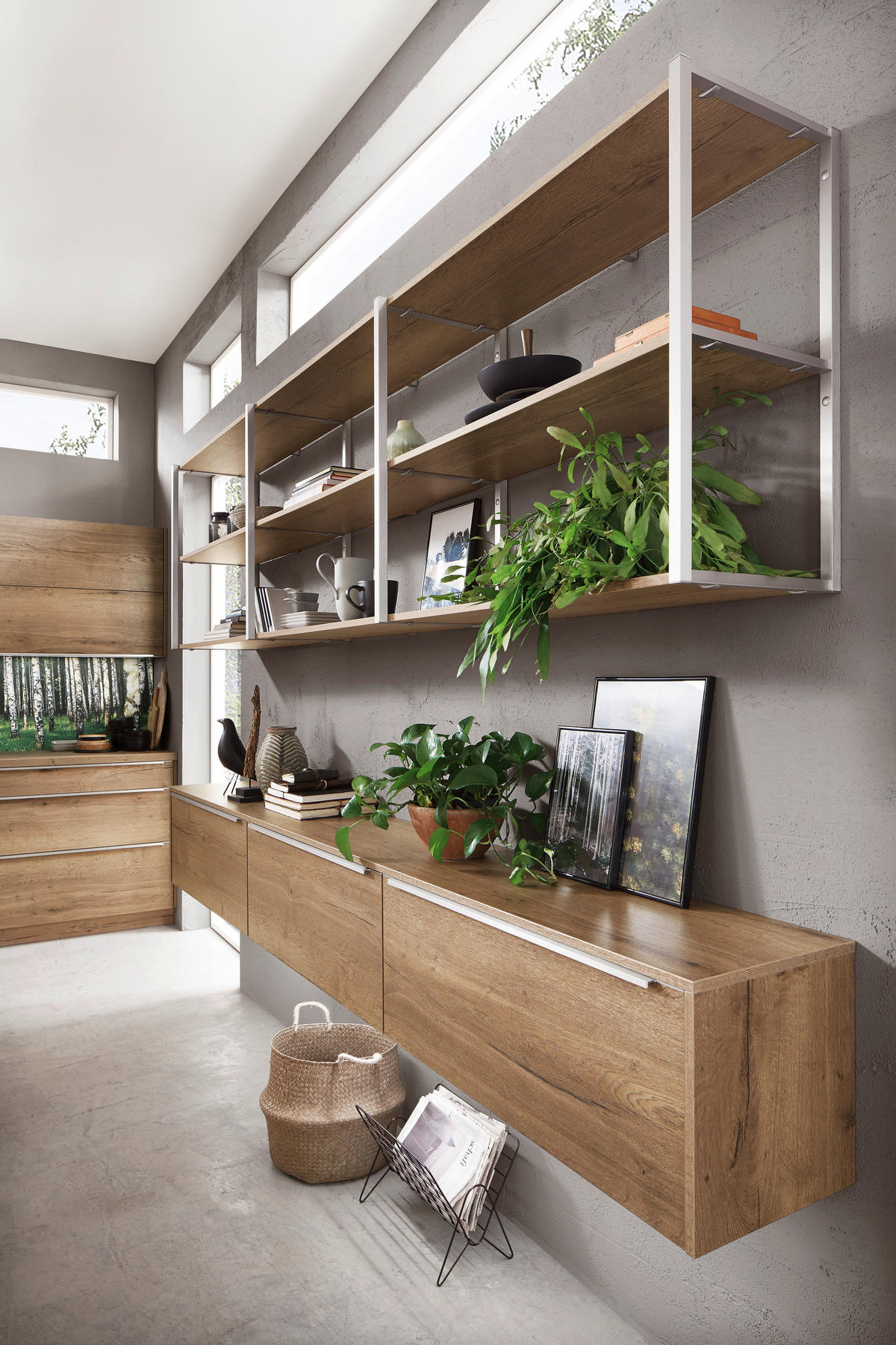 EINBAUKÜCHE   - Eichefarben, Design, Holzwerkstoff - Celina