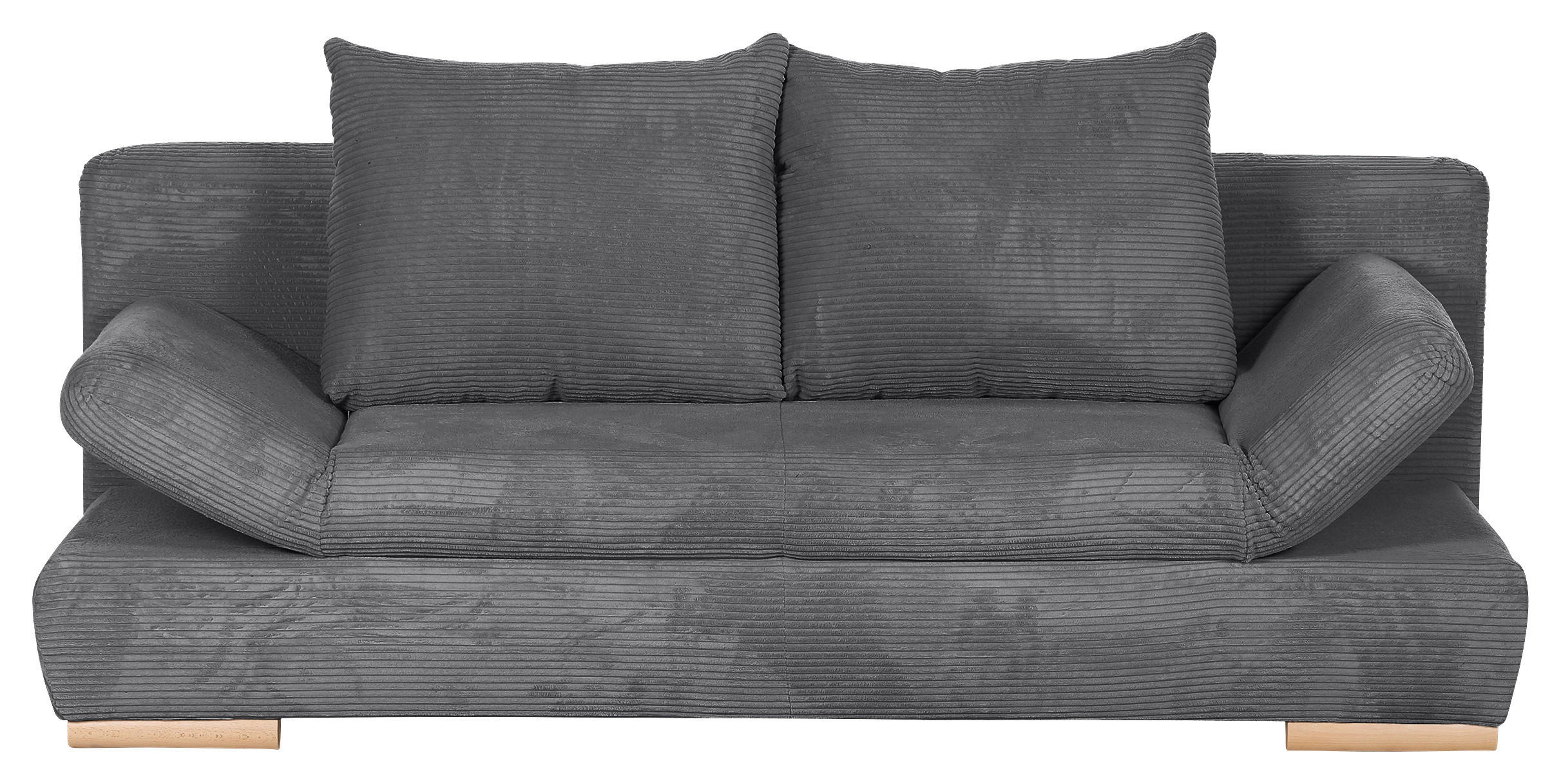 SCHLAFSOFA Cord Dunkelgrau  - Dunkelgrau/Naturfarben, KONVENTIONELL, Holz/Textil (200/75/92cm) - home24