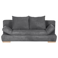 SCHLAFSOFA  mit Rücken echt, Liegefunktion Cord Dunkelgrau  - Dunkelgrau/Naturfarben, KONVENTIONELL, Holz/Textil (200/75/92cm) - home24